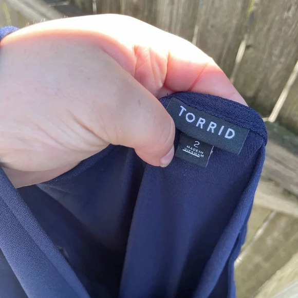 Torrid Navy Sleeveless Wrap Dress - Picture 4 of 5